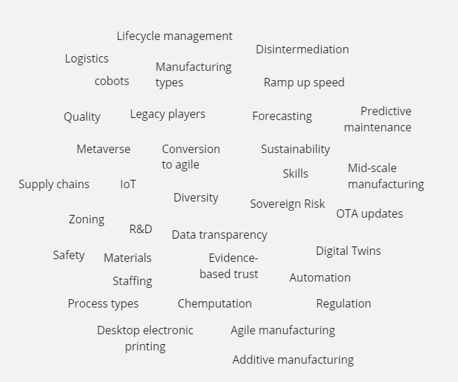 Figure 3.2 — the cloud of words related to the future of manufacturing.
